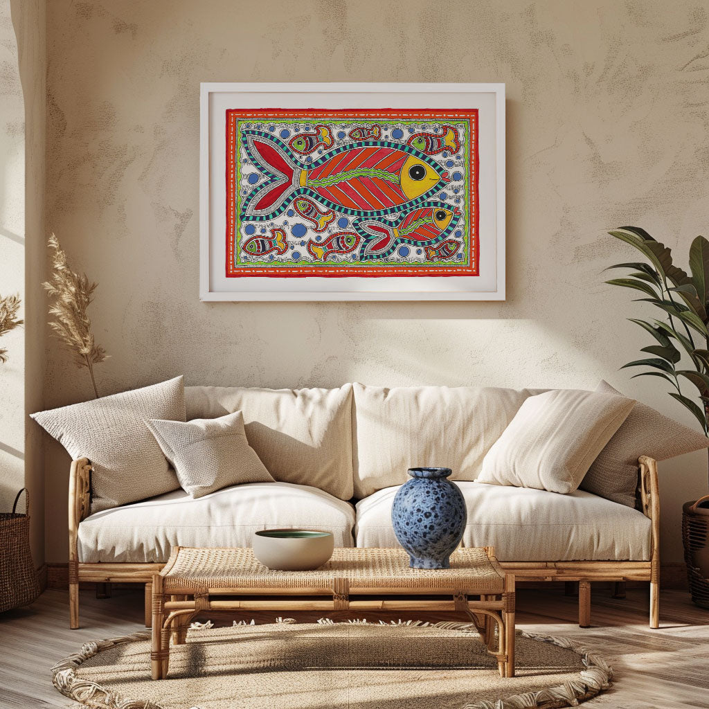 Life of Fish, Madhubani Art, Madhubani Painting