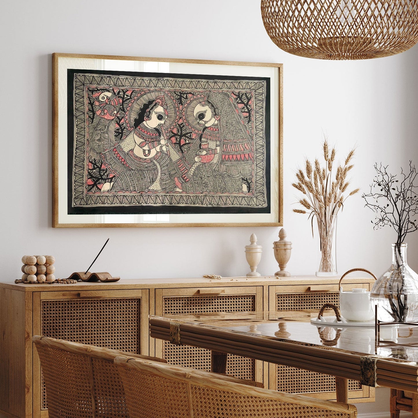 Radha Krishna, Madhubani Art, Madhubani Painting