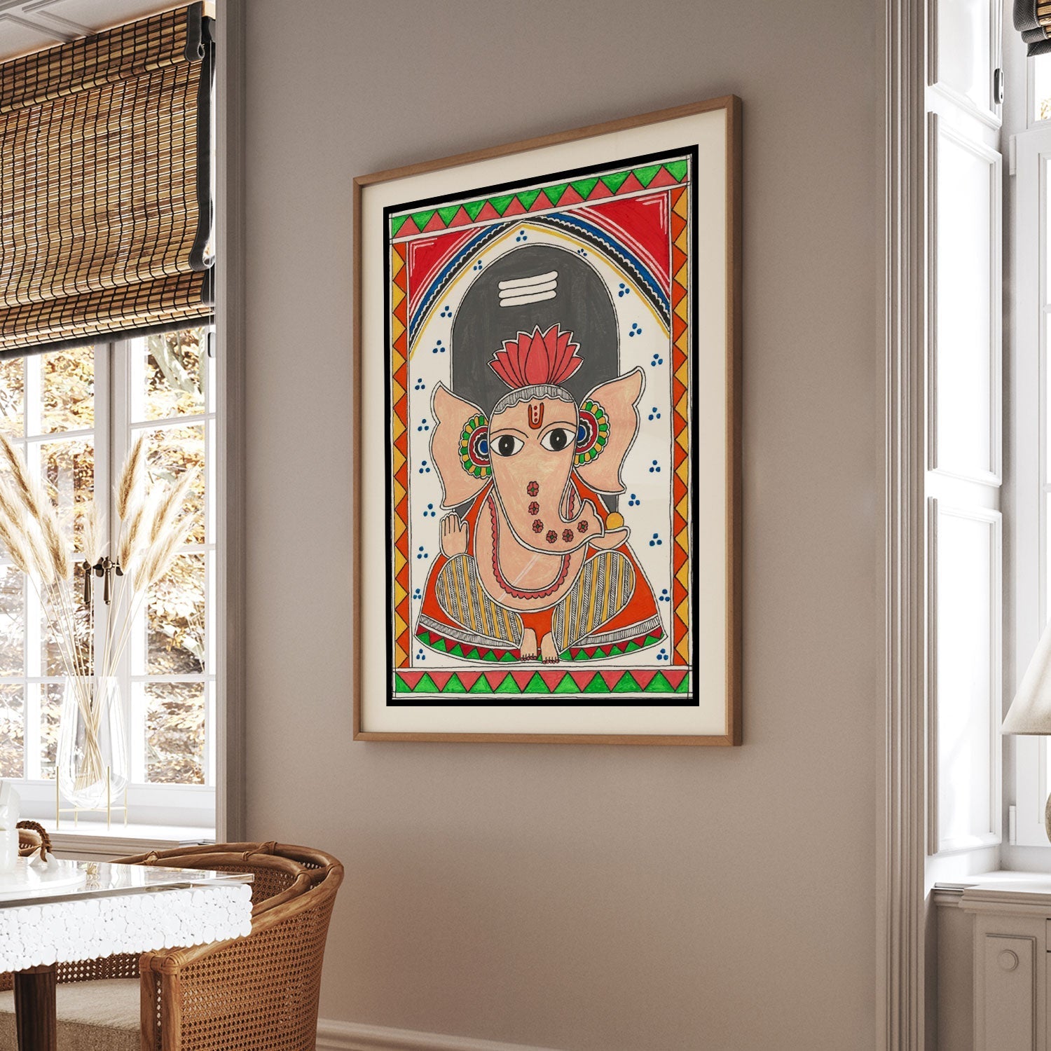 Lord Ganesha Painting Madhubani Style, Madhubani Art, Madhubani Painting