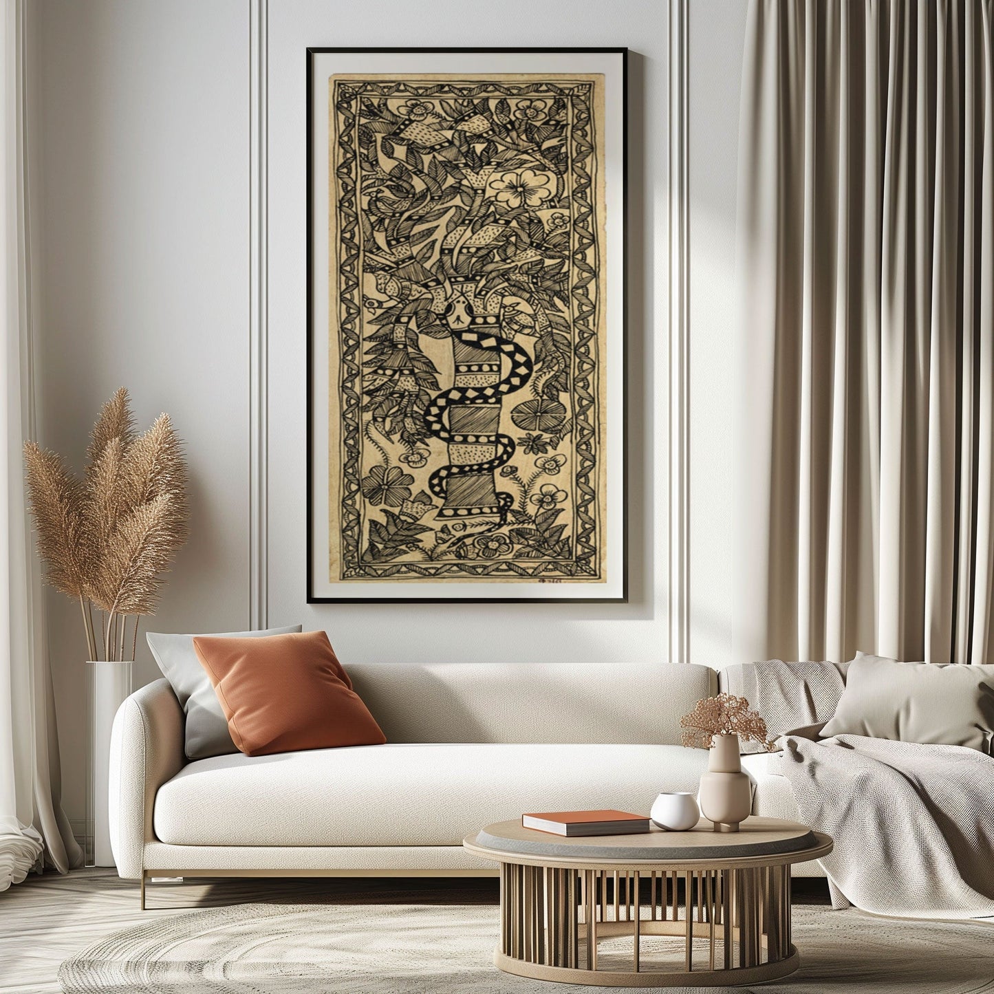 Chandan sai lipte Bhujang Madhubani Painting