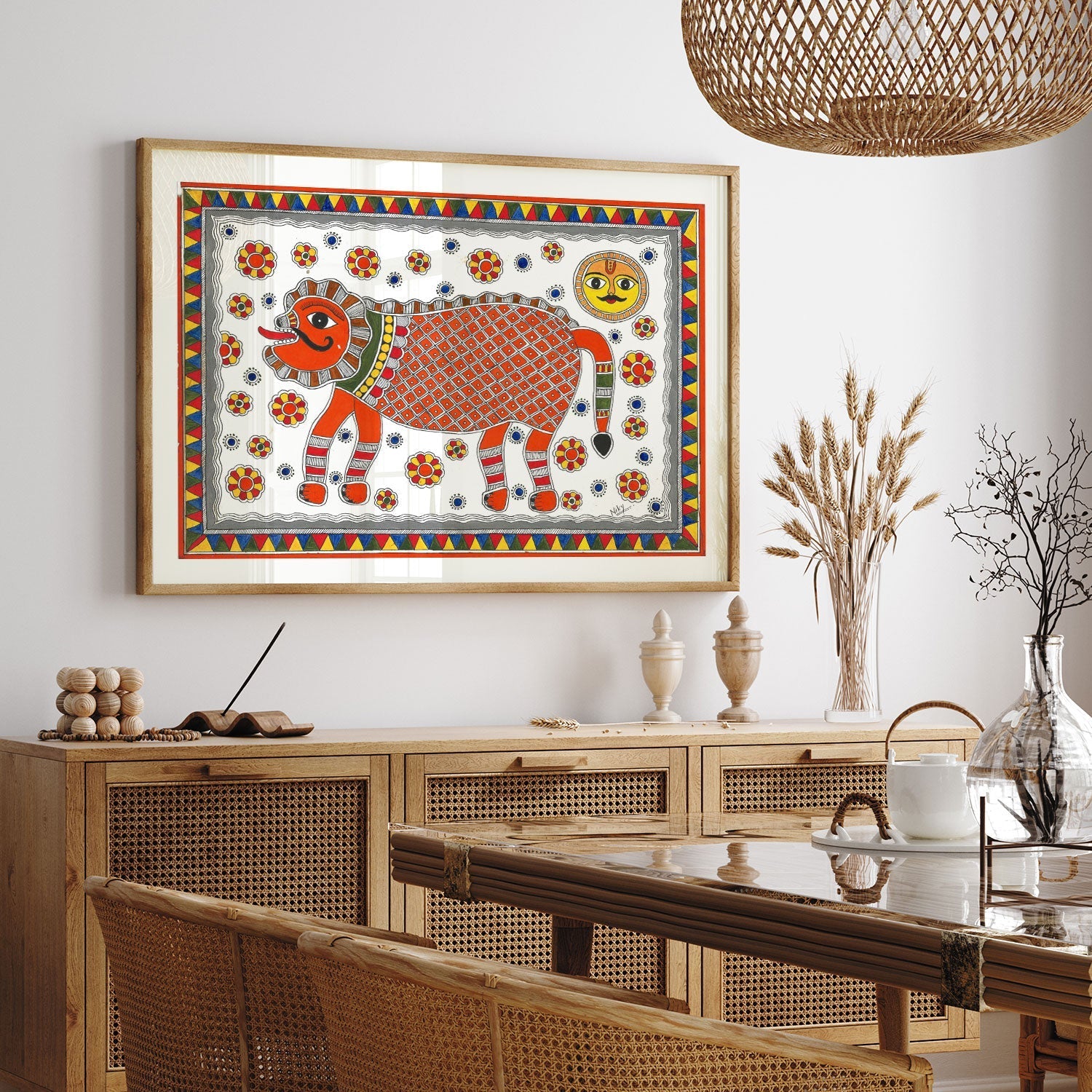 The Lion king, Madhubani Art, Madhubani Painting