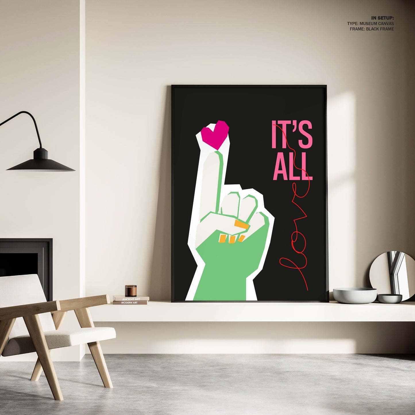 It's All Love Hand Grey, Motivational Poster