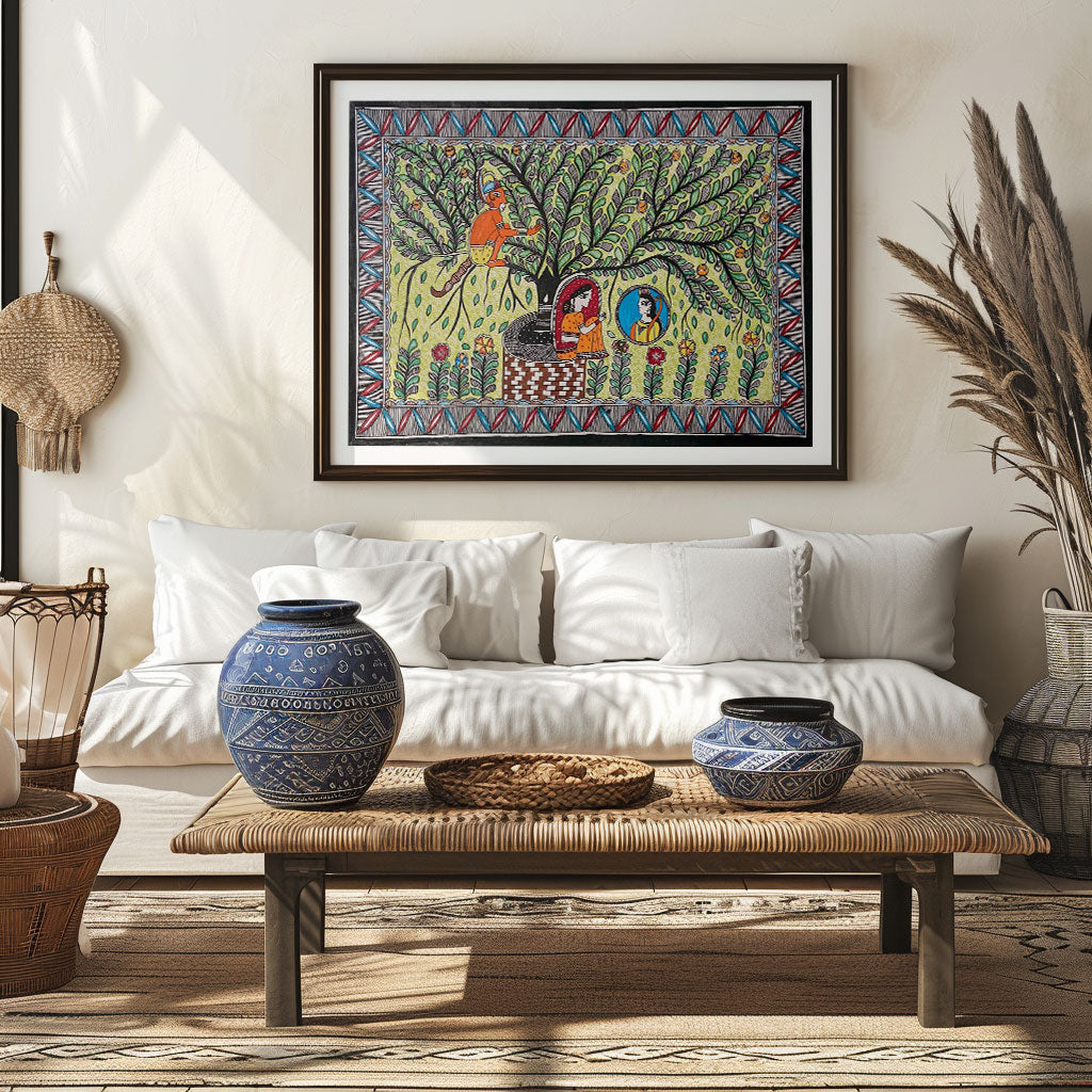 Hanuman Sita Madhubani Art, Madhubani Art, Madhubani Painting