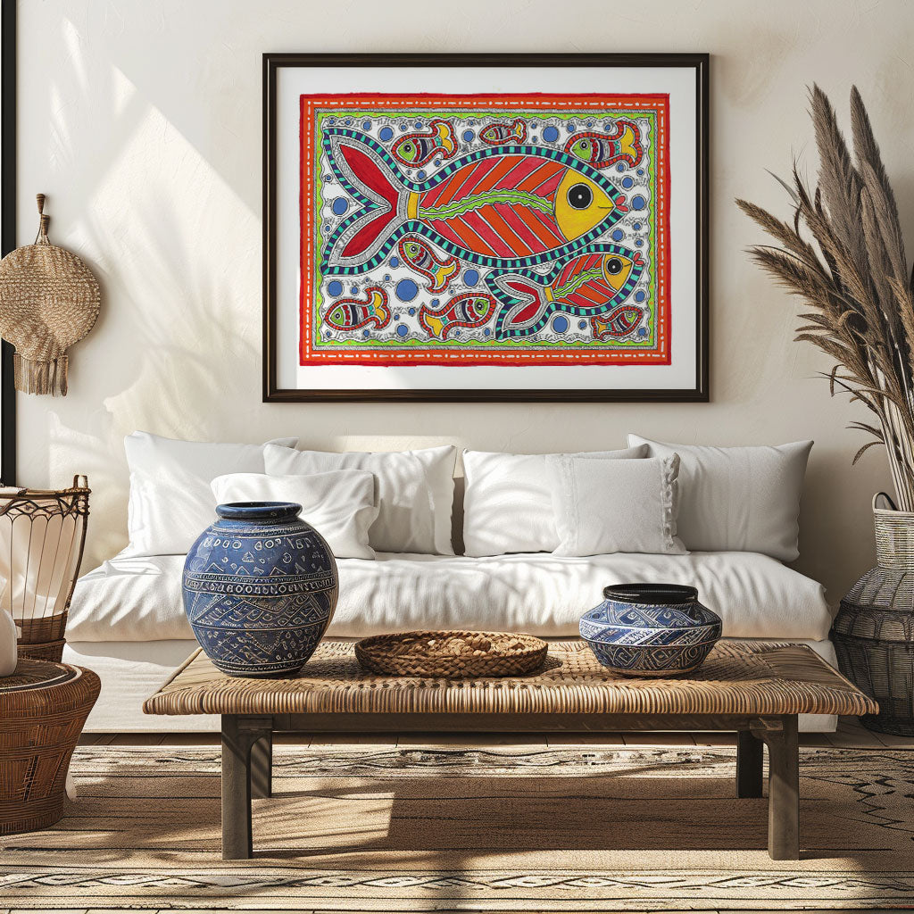 Life of Fish, Madhubani Art, Madhubani Painting