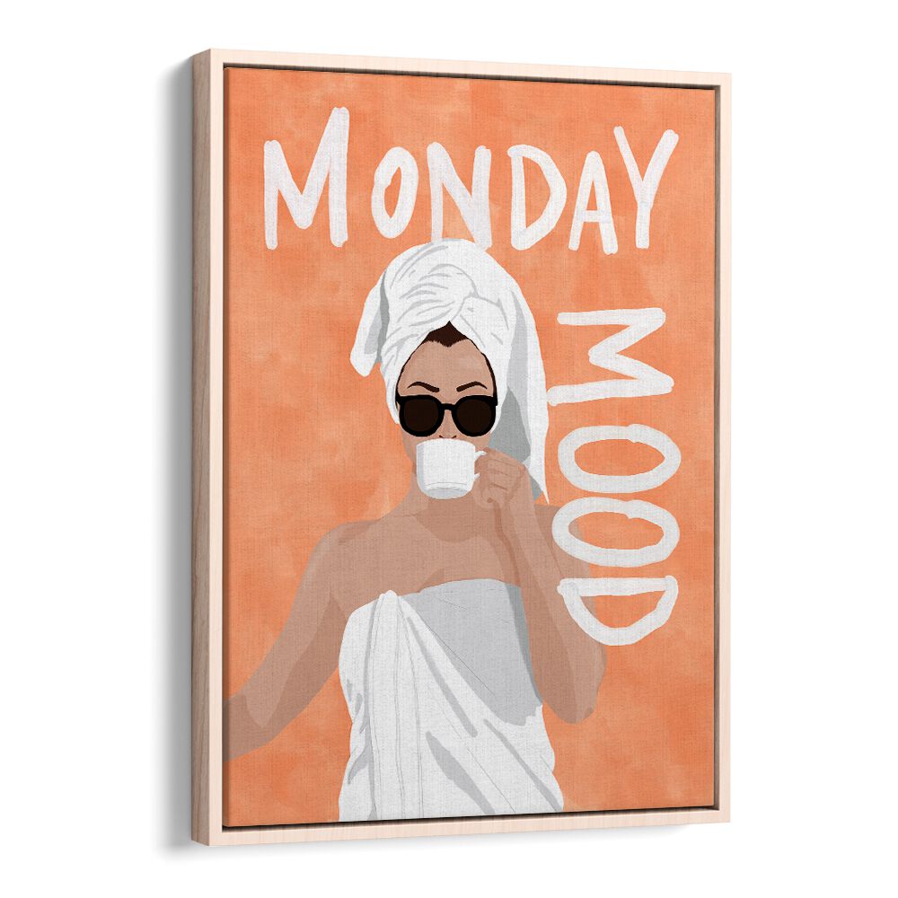 Stylish MONDAY MOOD, PORTRAITS artwork featuring a woman enjoying coffee, perfect for enhancing any space's vibe.