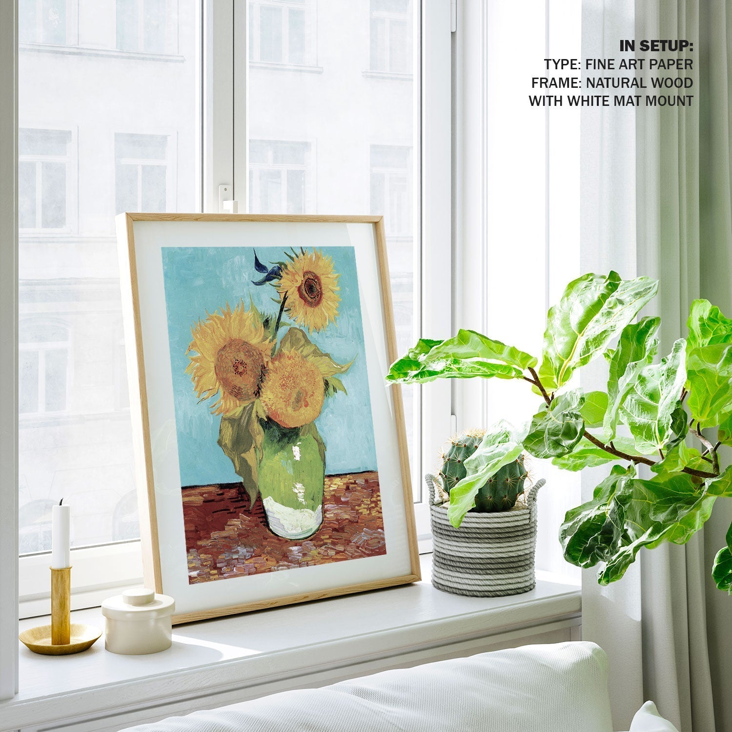 Vase with Three Sunflowers, Vincent Van Gogh Painting