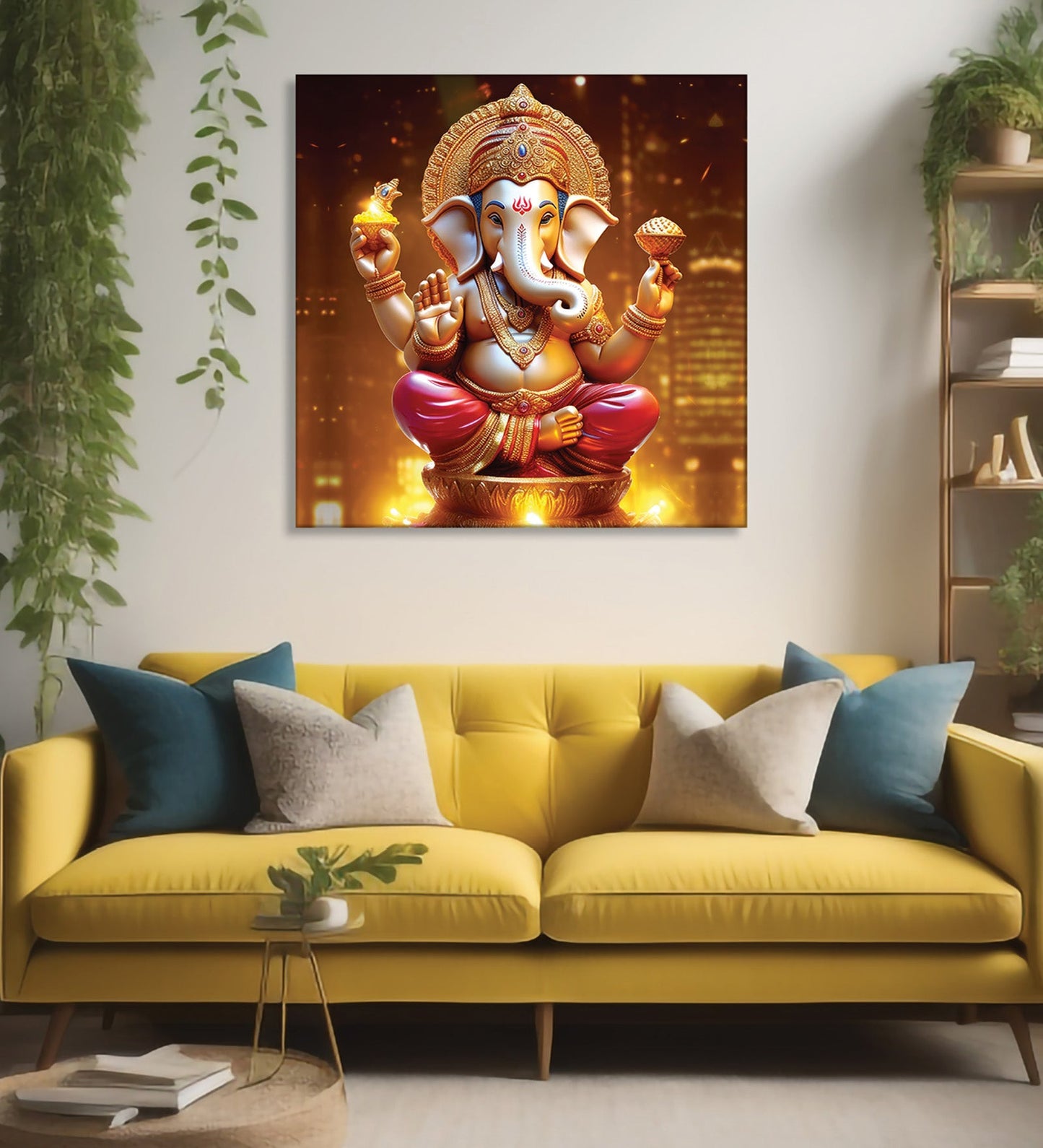 Canvas Blessings: Bestow Good Fortune with Our Exquisite Ganesh Canvas Artwork