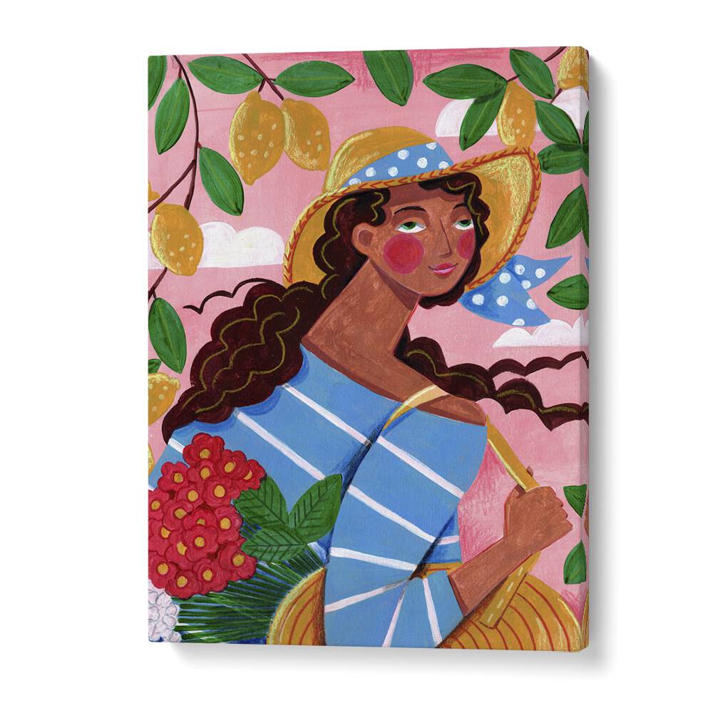 Vibrant portrait of a woman in Italy, showcasing the charm of Amalfi Coast in Caroline Bonne Muller's artwork.