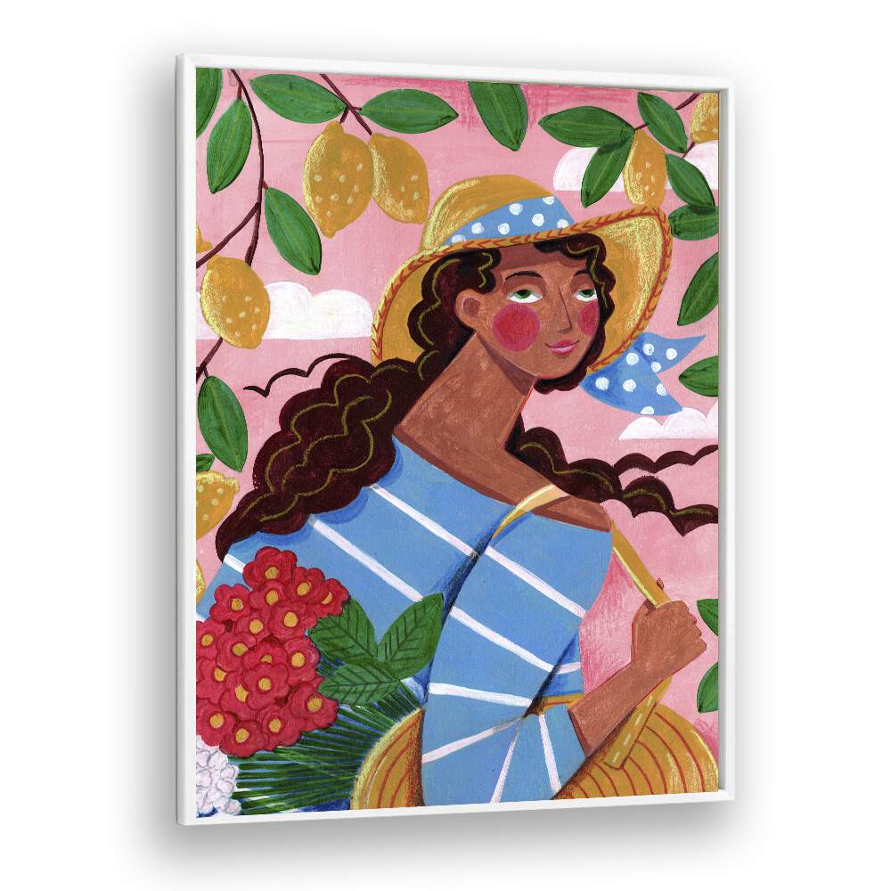 Colorful portrait of a woman in Italy, showcasing the Amalfi Coast's charm, perfect for art lovers. WOMAN IN ITALY, PORTRAITS.
