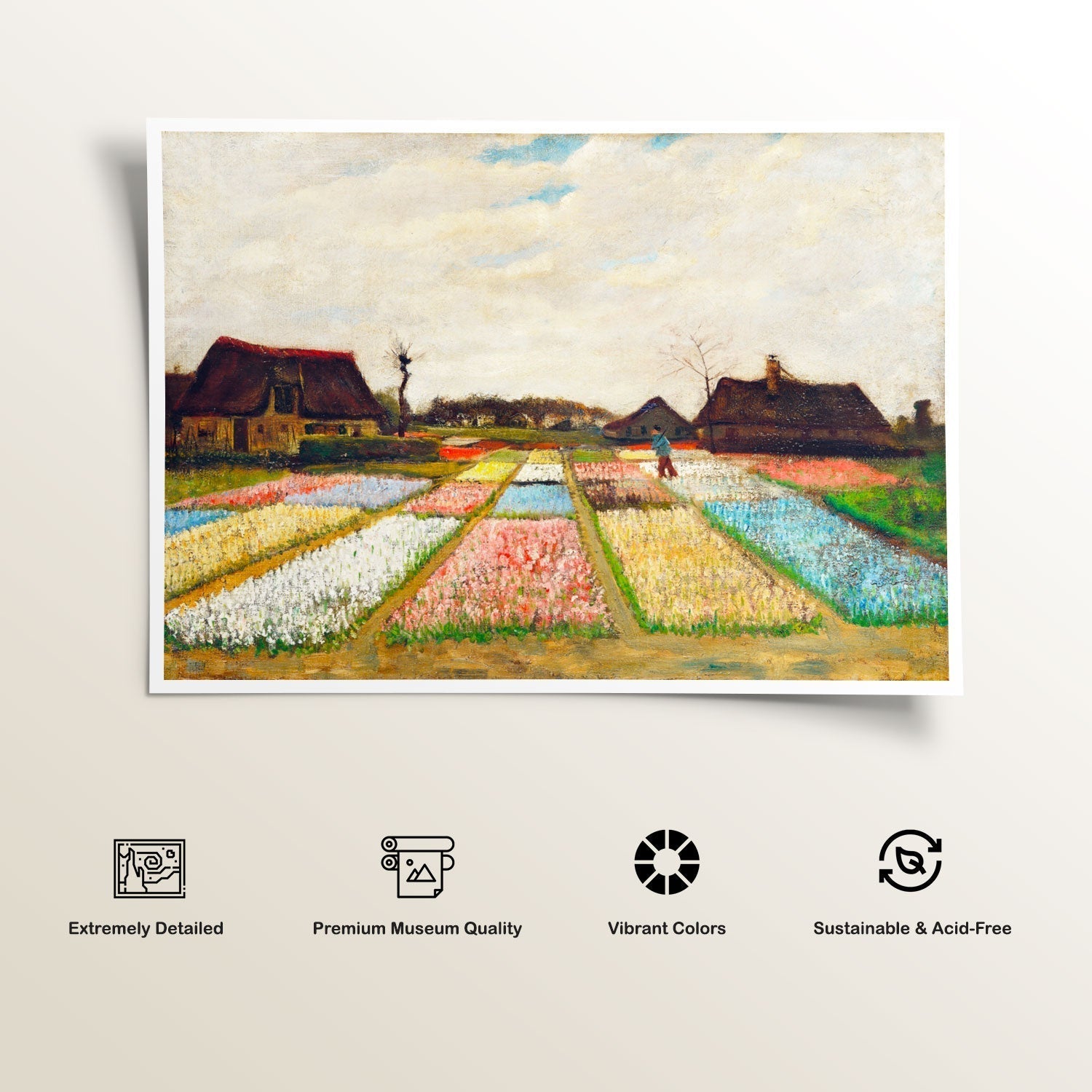 Bulb Fields by Van Gogh, Landscape Painting, Nature Art