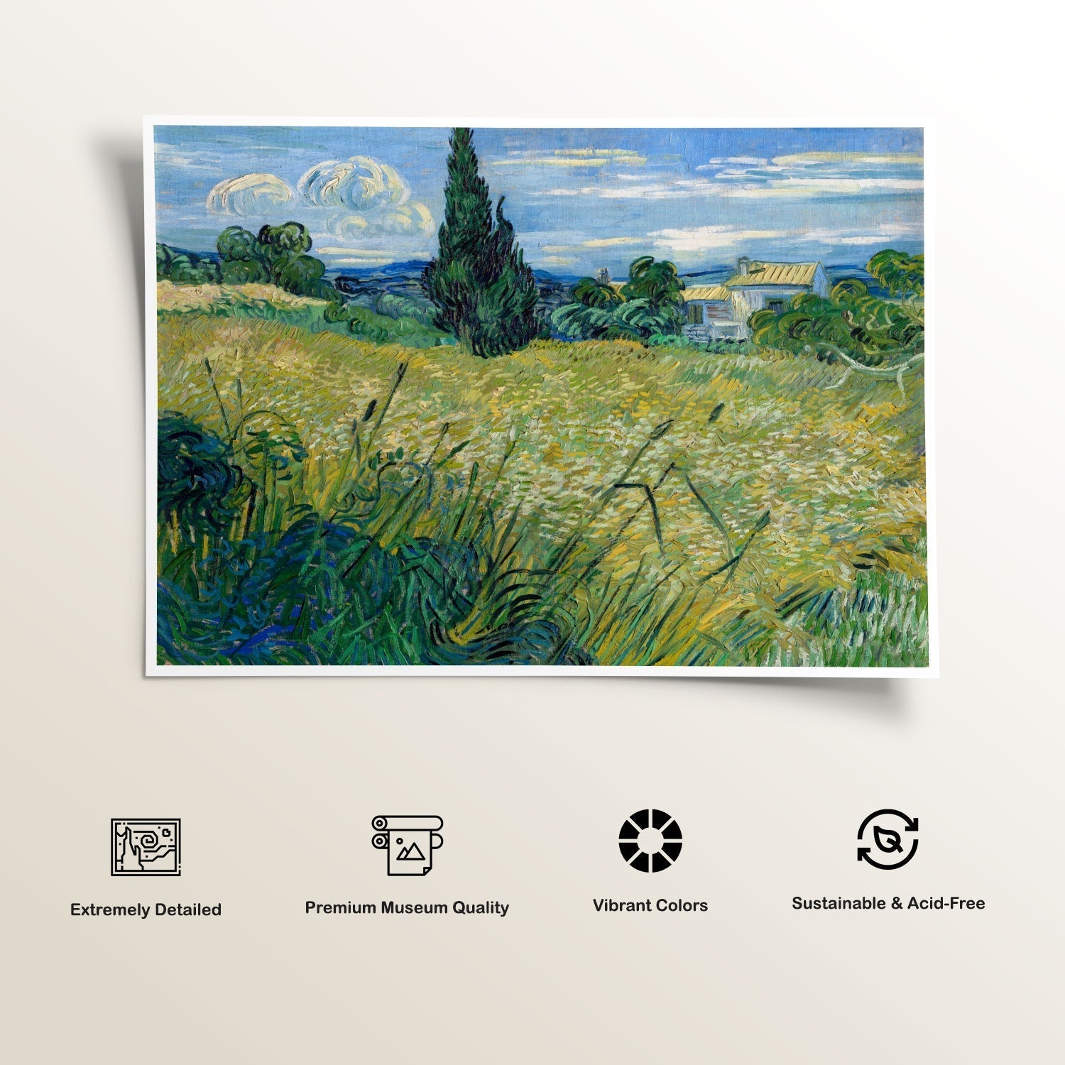 Green Wheat Field with Cypress, Van Gogh Painting