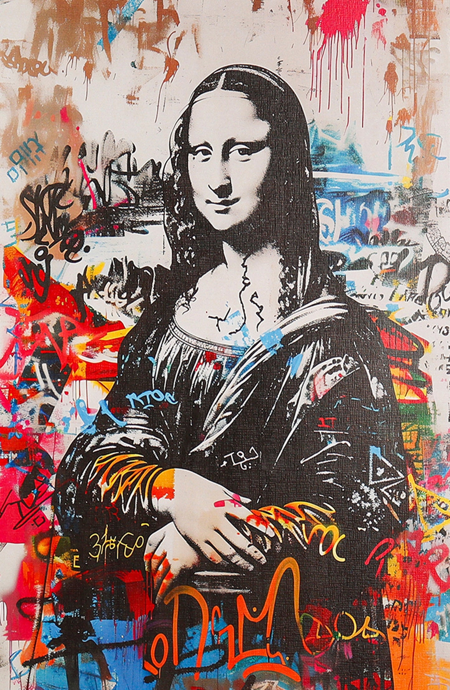 Mona Lisa Meets Urban Canvas: A Graffiti Renaissance Fusion Wall Poster
