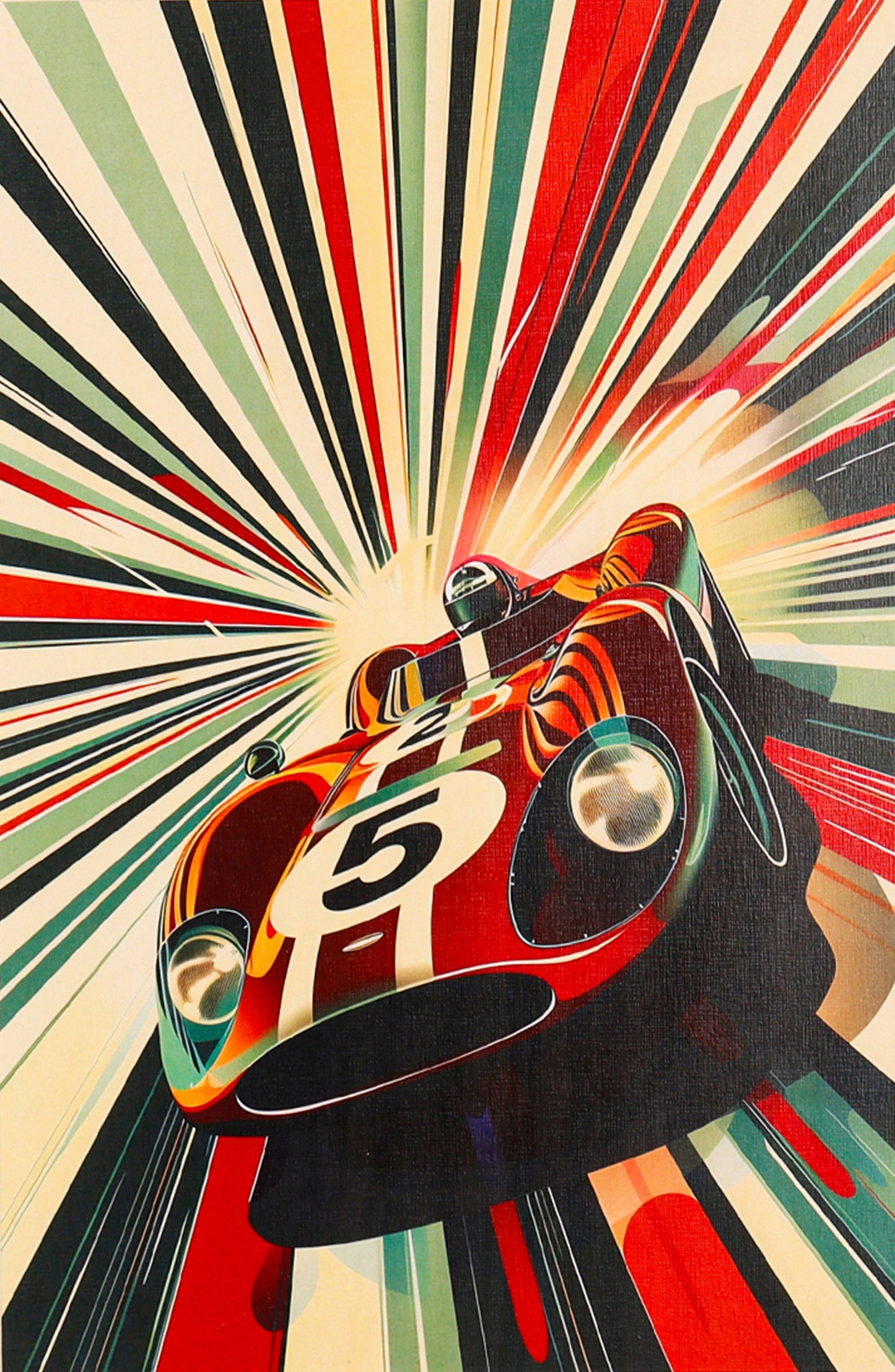 Racing Through Time: A Burst of Speed and Retro Vibes Wall Poster