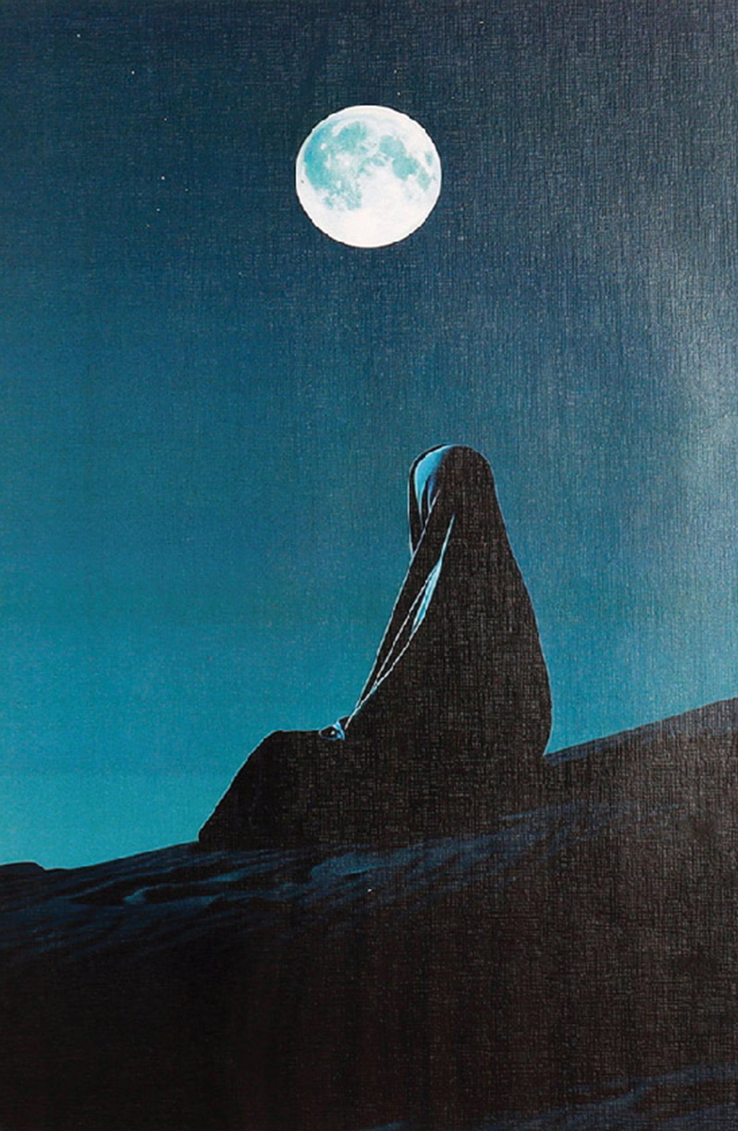 Solitary Figure Beneath a Serene Moonlit Sky Wall Poster