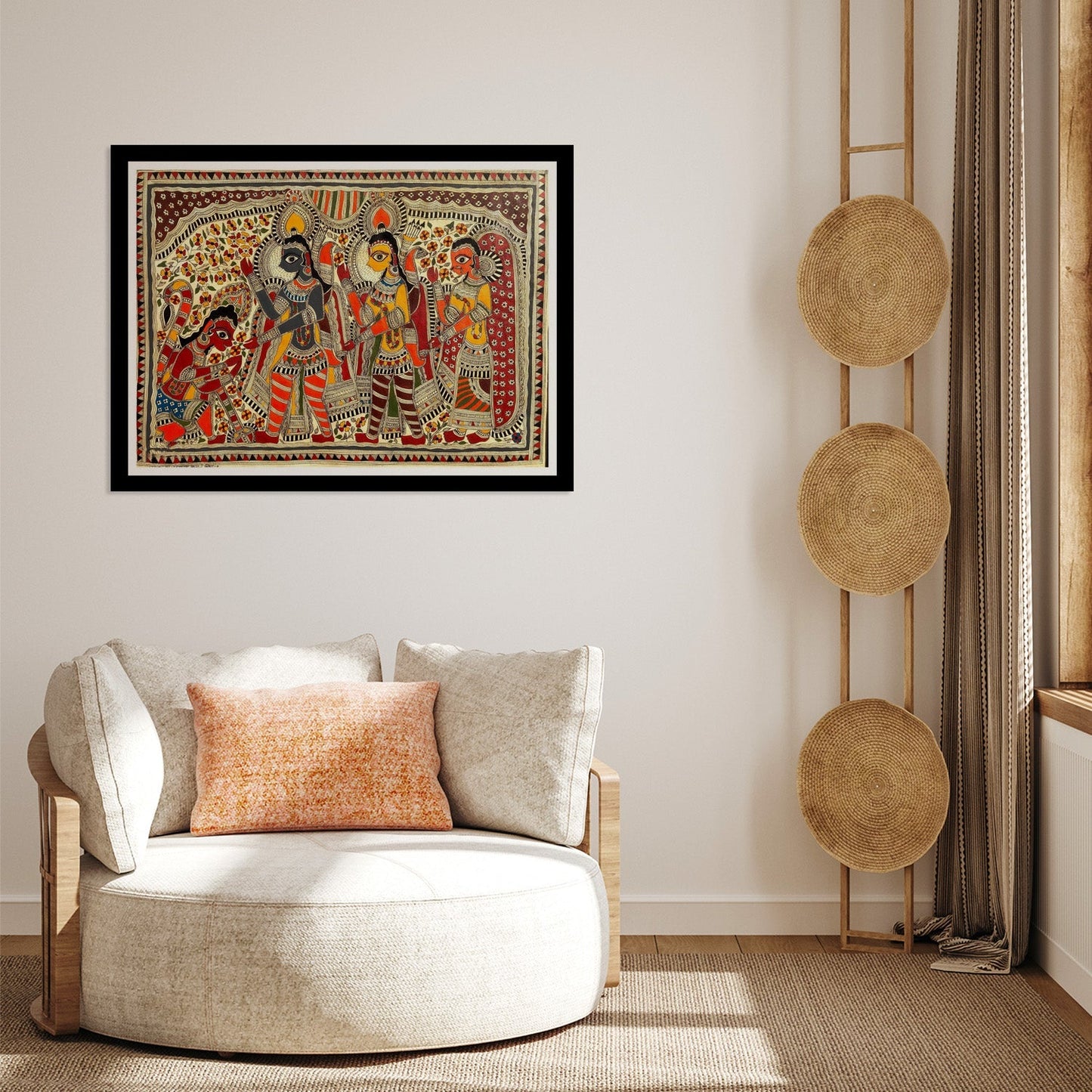 Ram Laxman Madhubani Painting, Framed Art