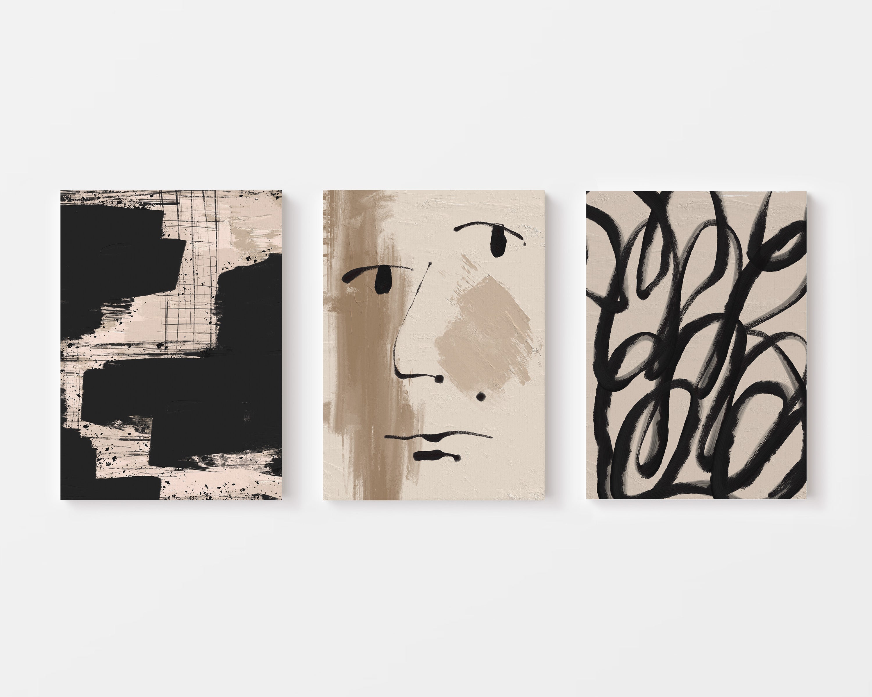 Between Spaces – Modern Minimal Abstract Wall Art Set of 3