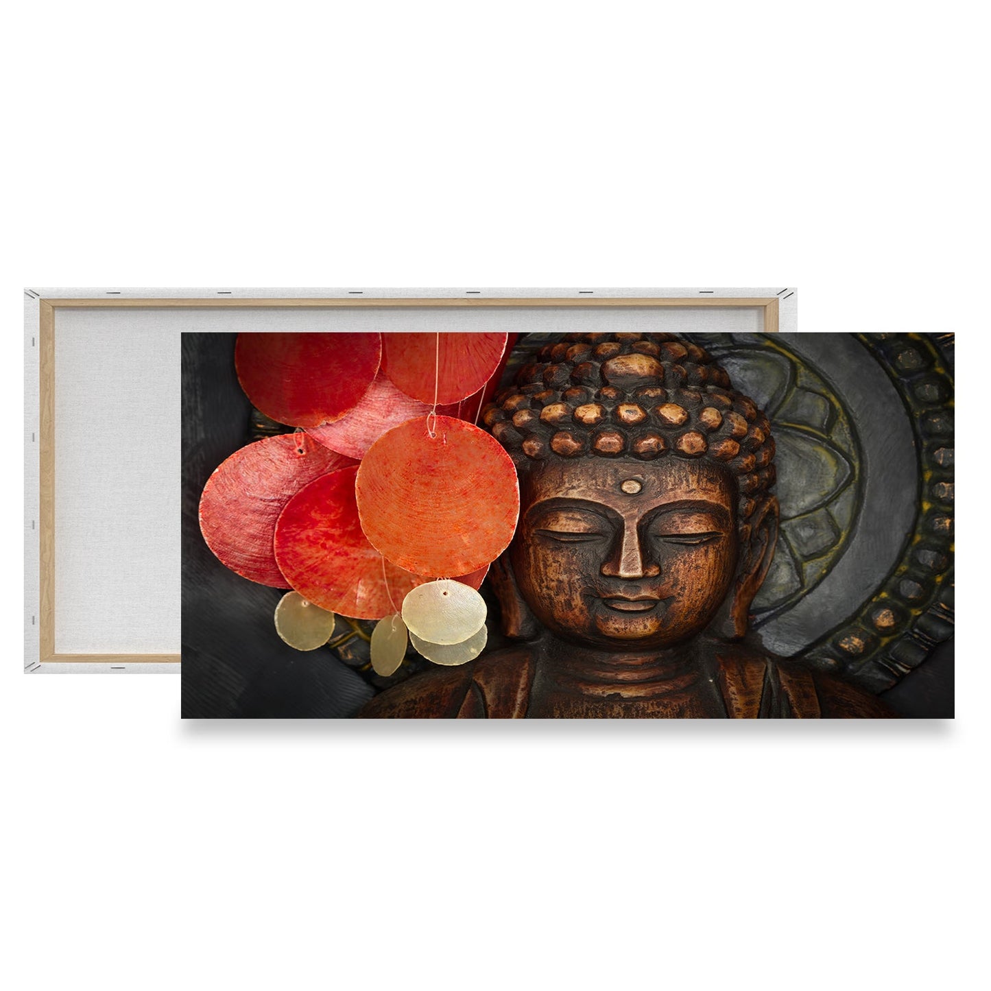 Serene Harmony Buddha and Red Lantern Wall Art