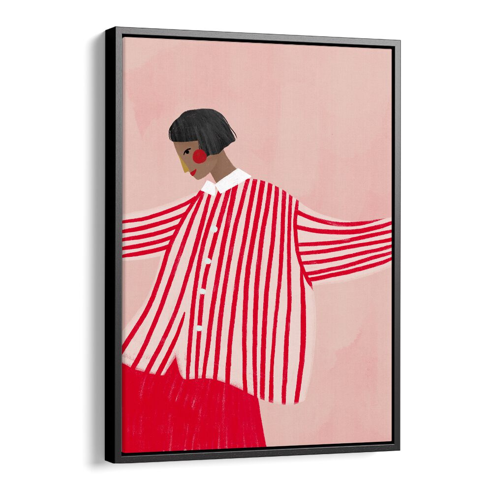Captivating artwork, THE WOMAN IN STRIPES, PORTRAITS by Bea Muller, showcases feminine strength in vibrant illustration.