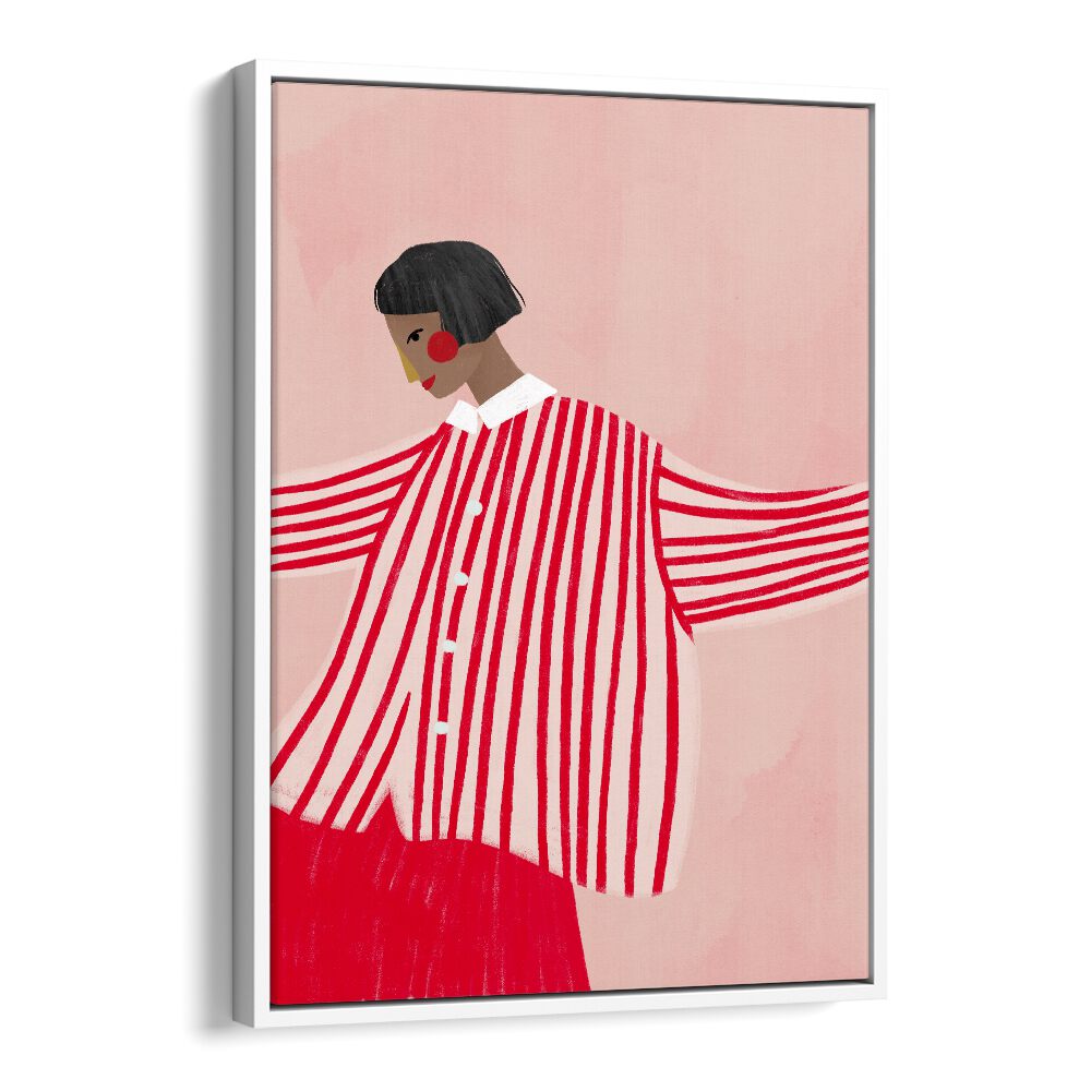 Captivating illustration of THE WOMAN IN STRIPES, PORTRAITS by Bea Muller, showcasing modern feminine strength.