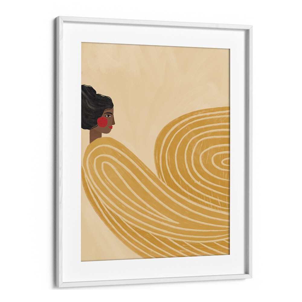 Bea Muller's WOMAN WITH YELLOW STRIPES, PORTRAITS showcases a vibrant illustration celebrating femininity.