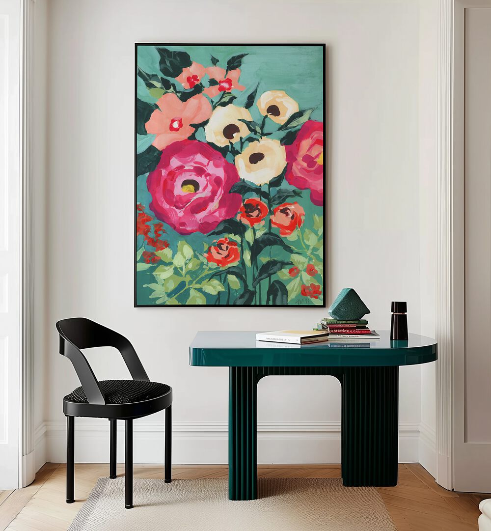 MAGENTA PEONIES , FLORAL FLOWER PAINTINGS