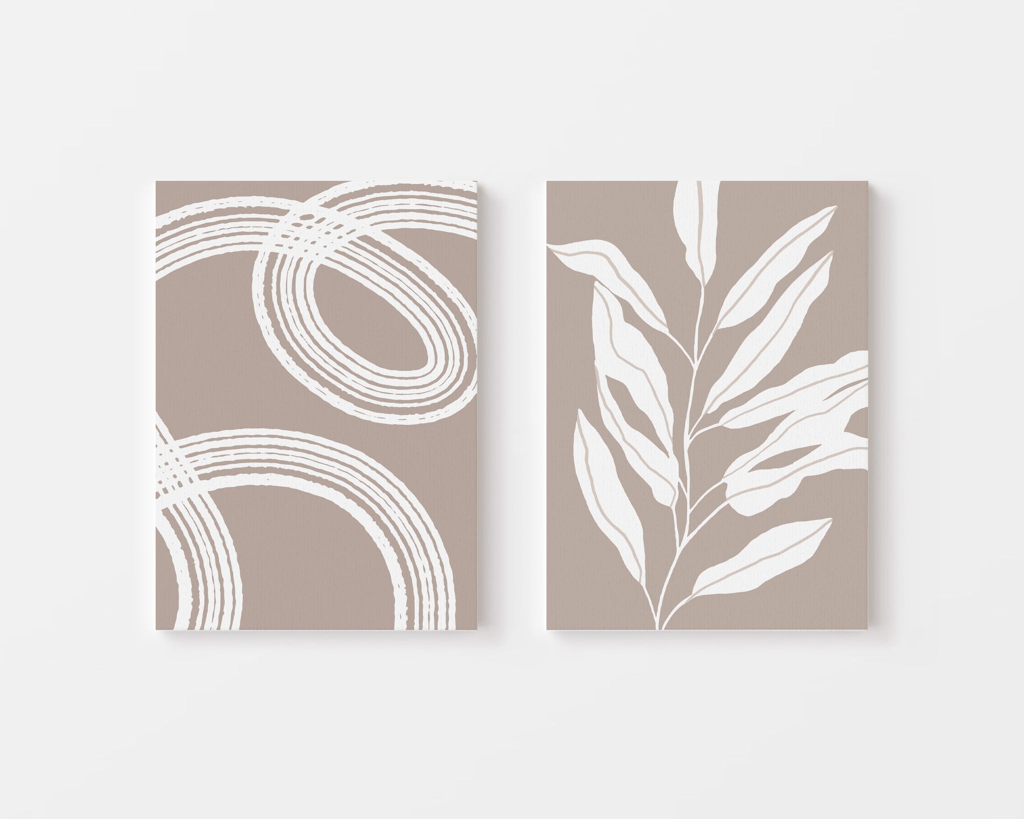 Beige Neutral Minimal Abstract Line Art Duo – Wall Art Set of 2