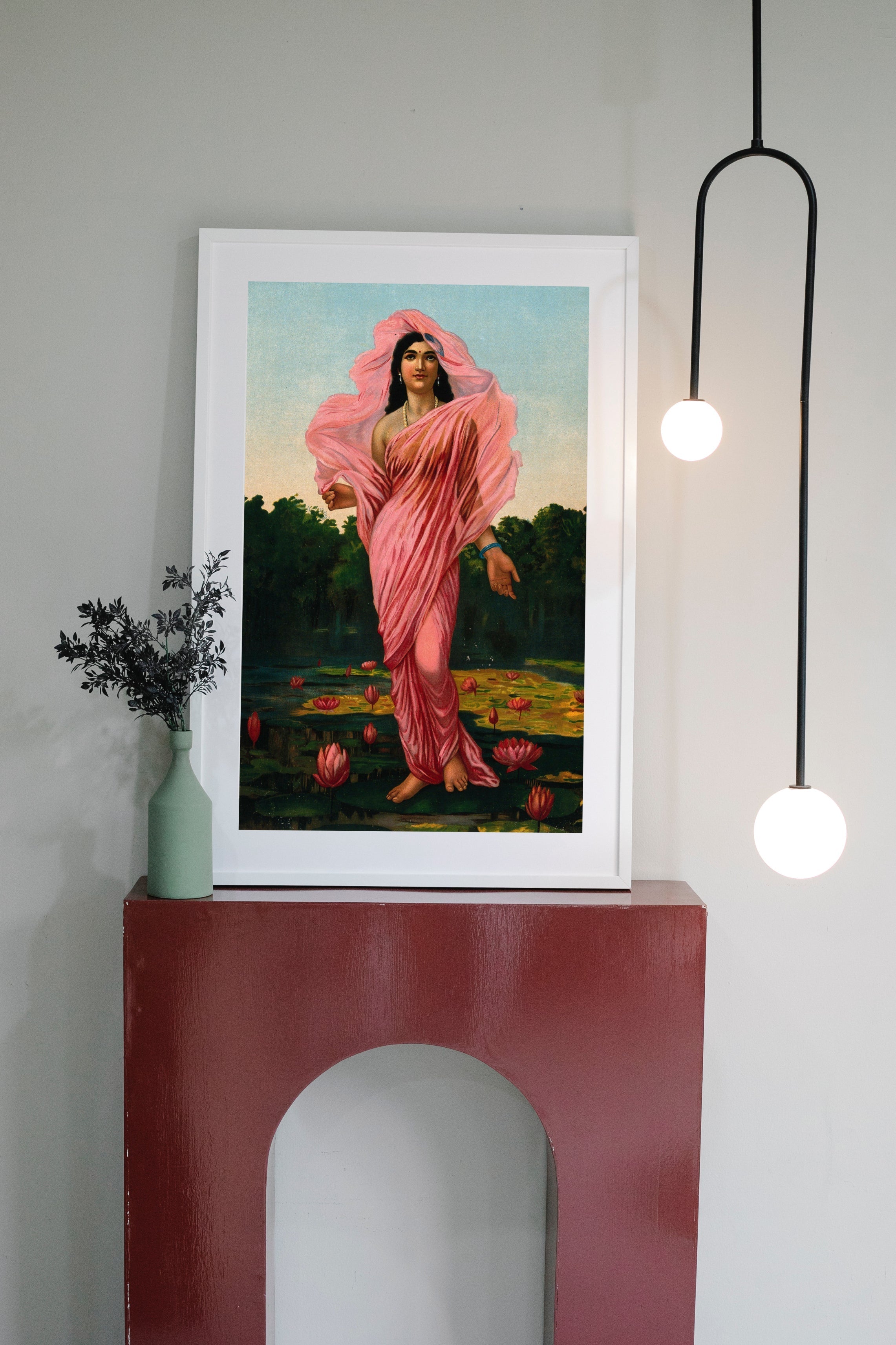 Padmini, the Lotus lady by Raja Ravi Varma Wall Art Print for Home Decor