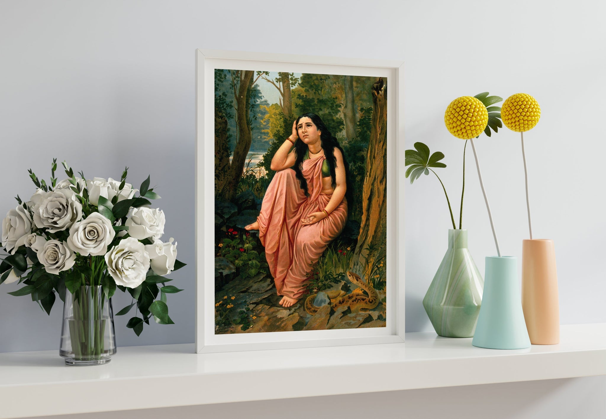 Damayanti deserted in the forest by Raja Ravi Varma Home Wall Art Painting