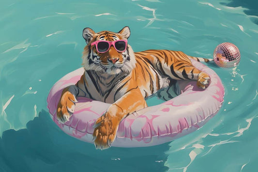 Poolside Tiger Maximalist Animals Wall Art