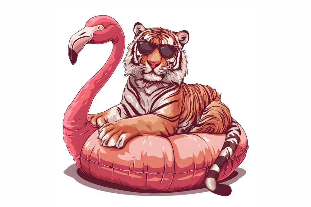 Poolside Tiger Maximalist Animals Wall Art