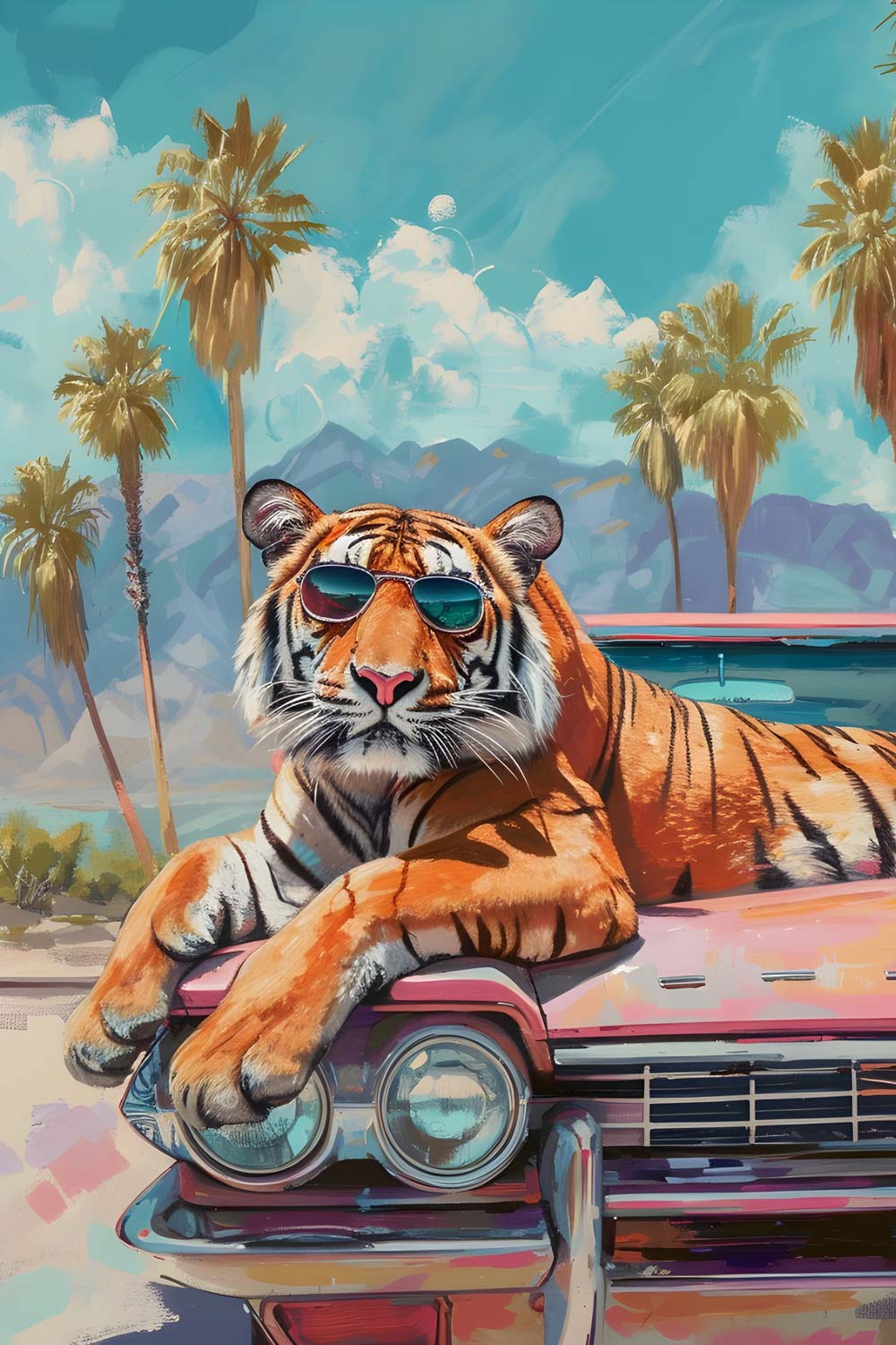 Tiger In Paradise Maximalist Animals Wall Art