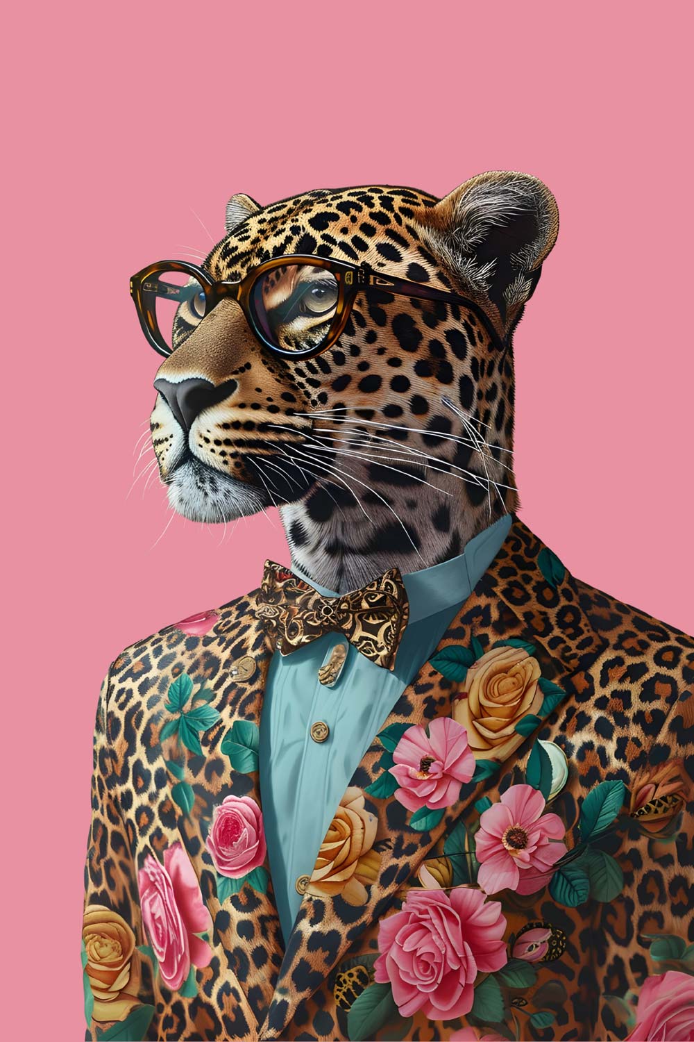 Leopard In Bloom Maximalist Animals Wall Art