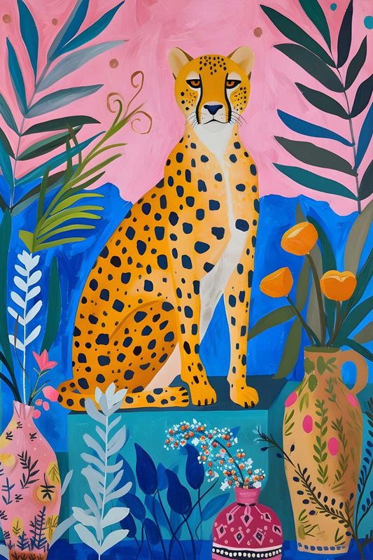 Cheetah In The Garden Maximalist Animals Wall Art