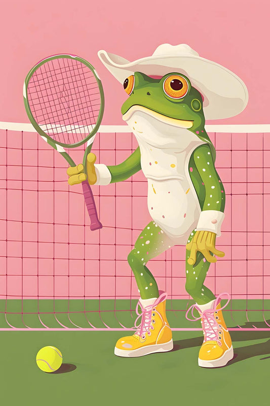 Frog In Tennis Court Maximalist Animals Wall Art