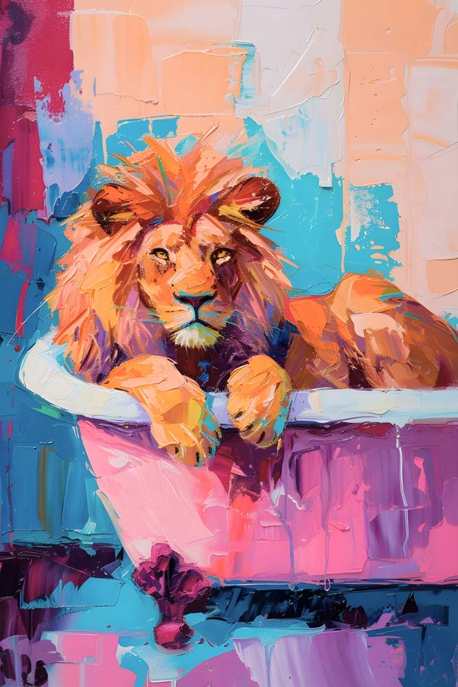 The Lion Soak Maximalist Animals Wall Art