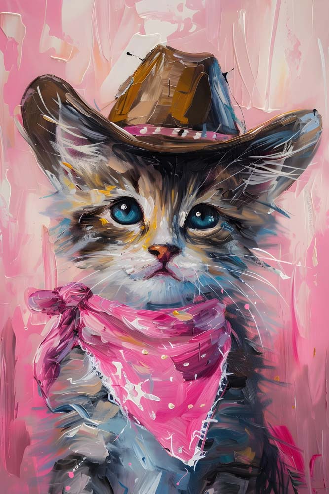 Cowboy Cat Maximalist Animals Wall Art