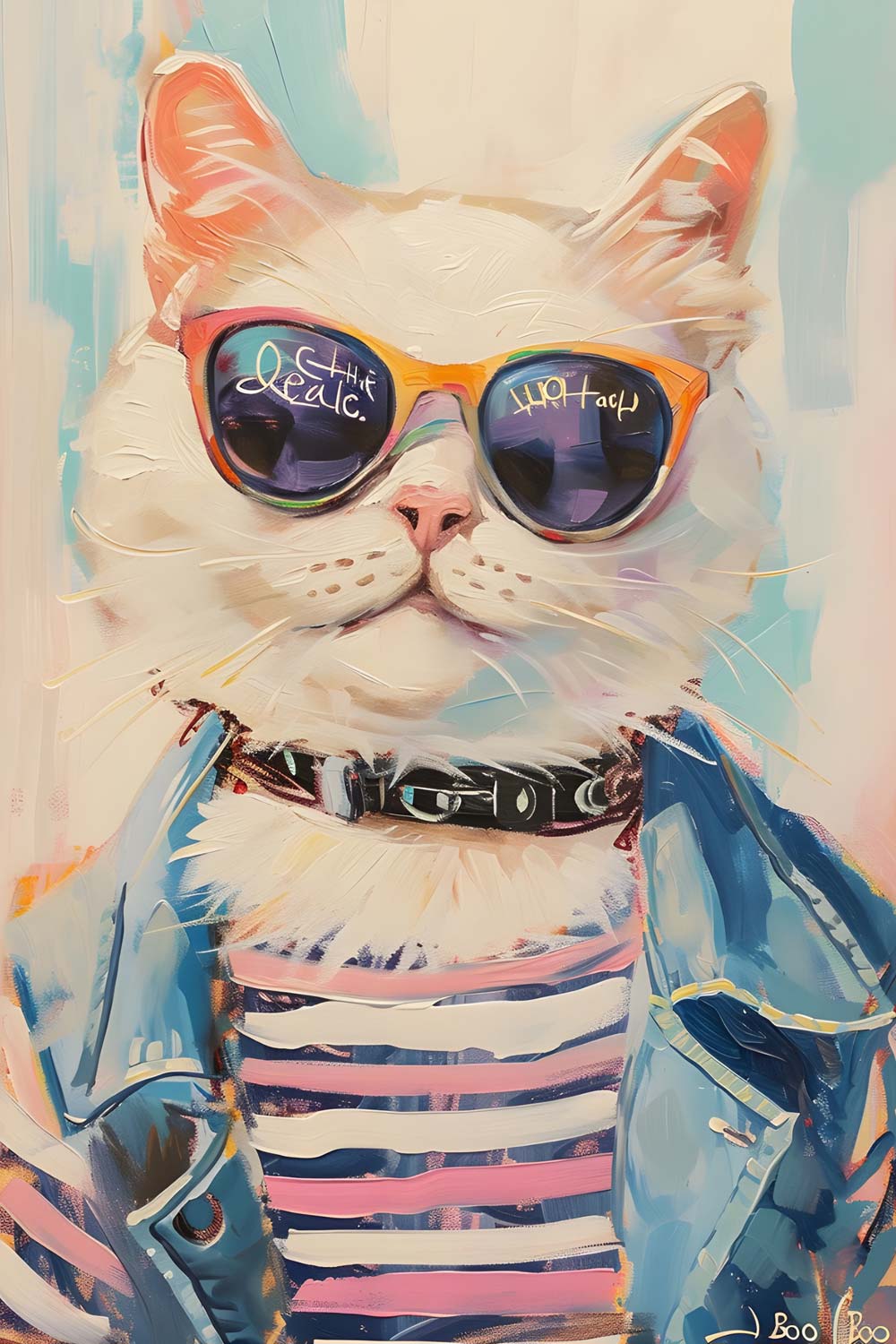 Cool Cat Attitude Maximalist Animals Wall Art