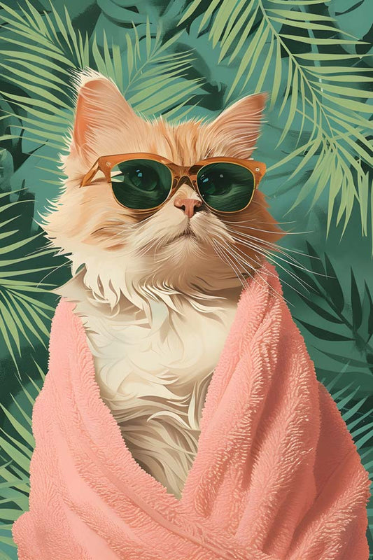 Tropicool Cat Maximalist Animals Wall Art
