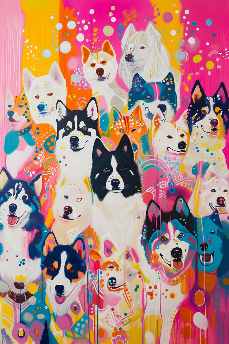 Puppy Posse Maximalist Animals Wall Art