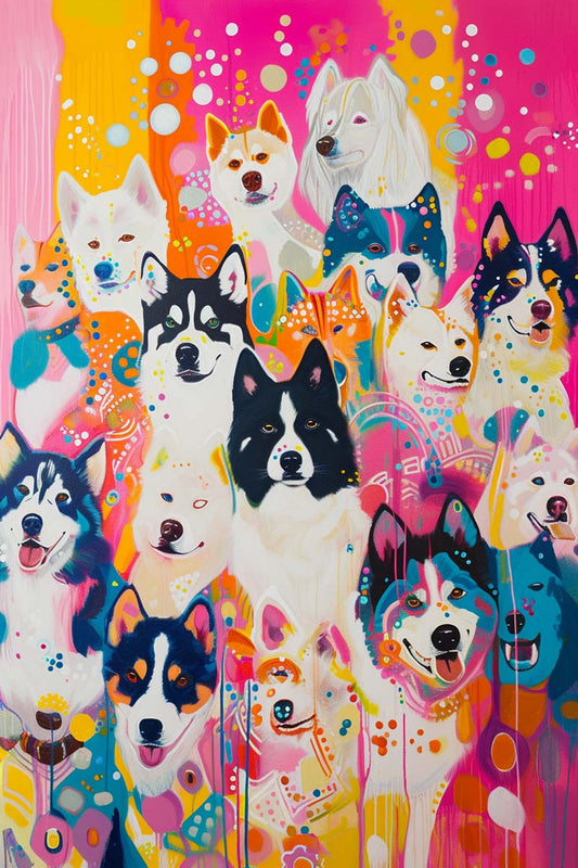 Puppy Posse Maximalist Animals Wall Art