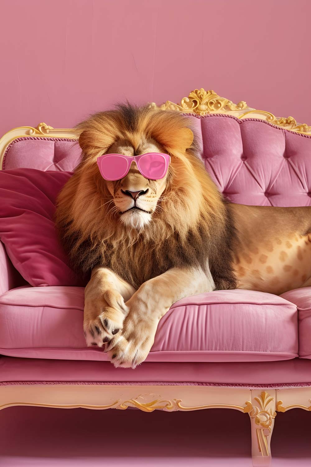 Lion of Leisure Maximalist Animals Wall Art