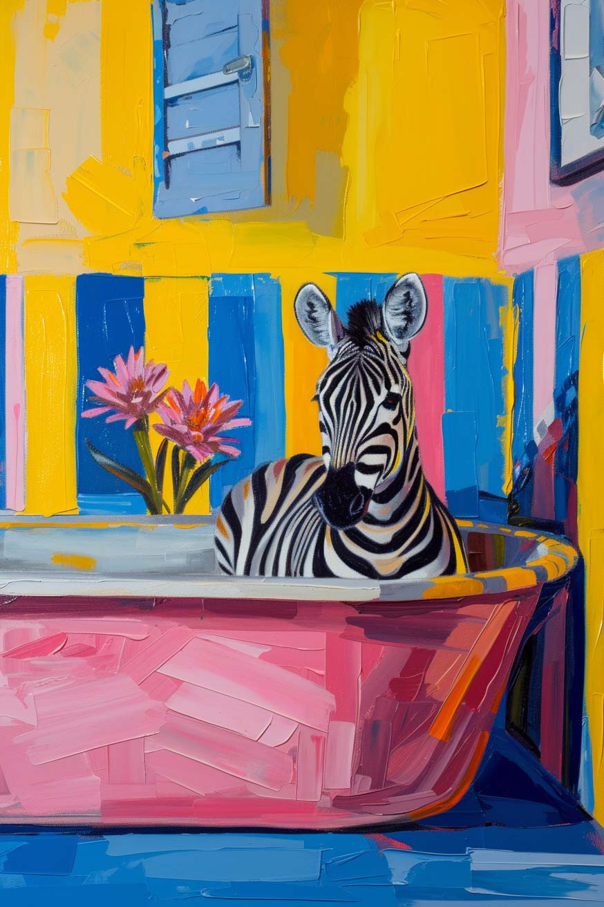 Zebra Soak Maximalist Animals Wall Art