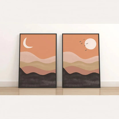 Mid Century Modern Wall Art Set of 2 Wall Frame