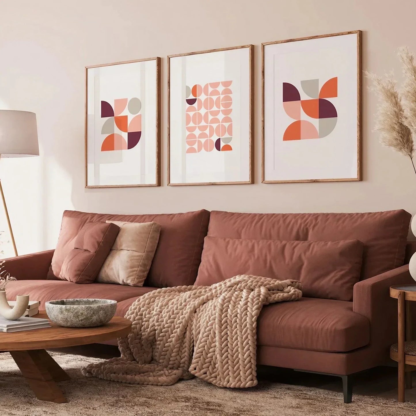 Mid Century Modern Wall Art Set of 3 Wall Frame