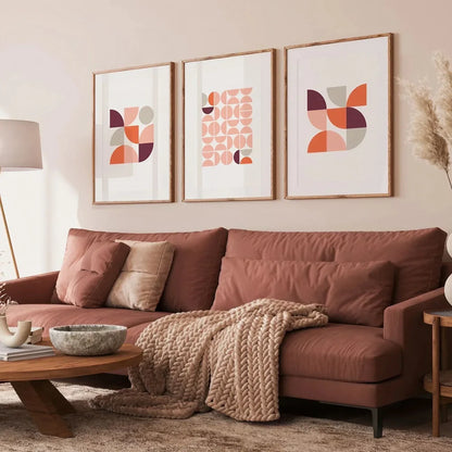 Mid Century Modern Wall Art Set of 3 Wall Frame