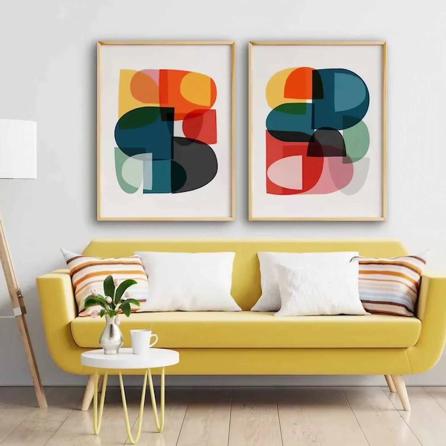 2 Minimalist Art Scandinavian Poster Colorful Wall Frame