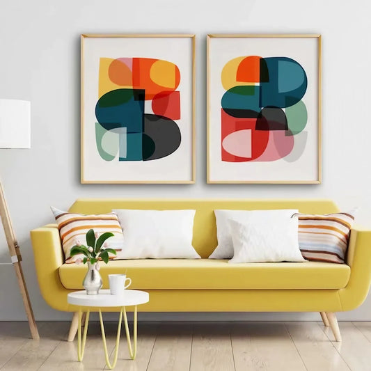 2 Minimalist Art Scandinavian Poster Colorful Wall Frame