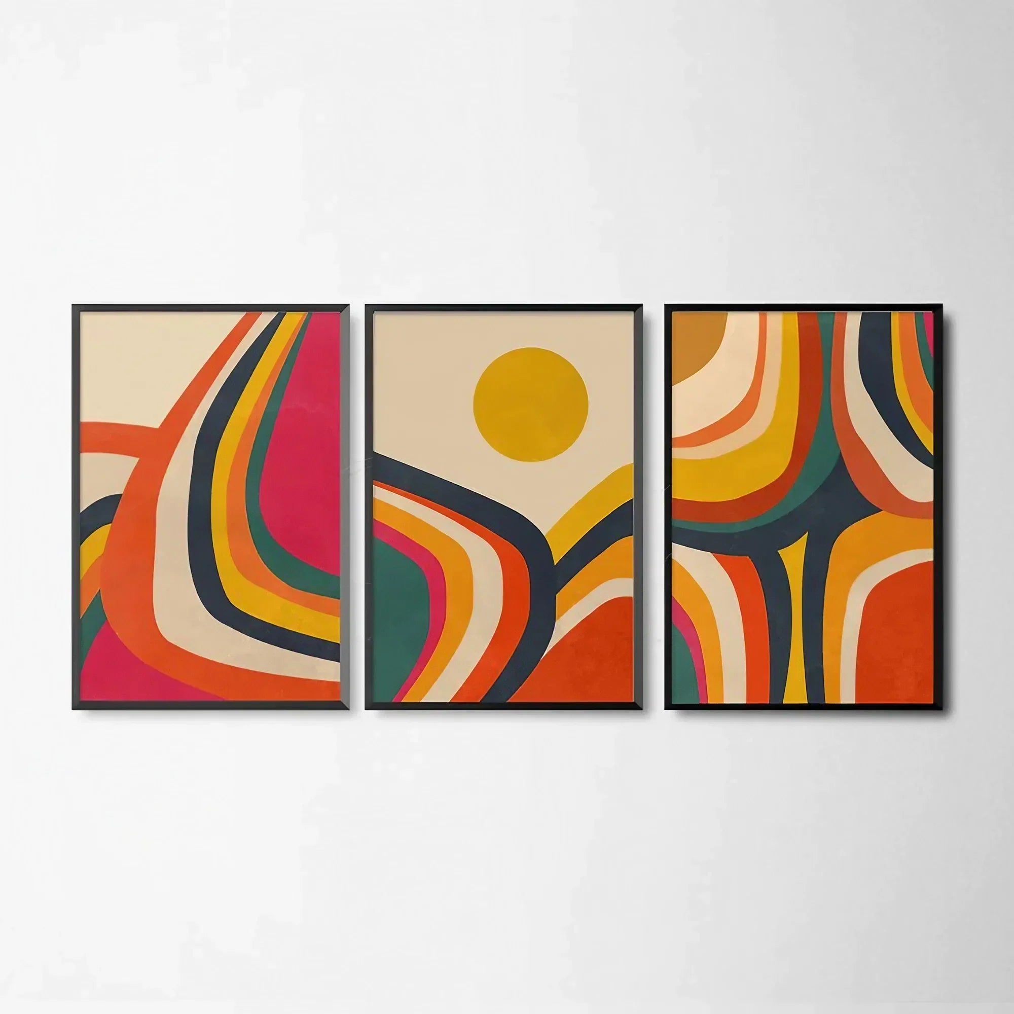 Set of 3 Mid Century Modern Wall Art Wall Frame