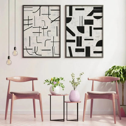 Set of 2 Modern Black and White Wall Frame