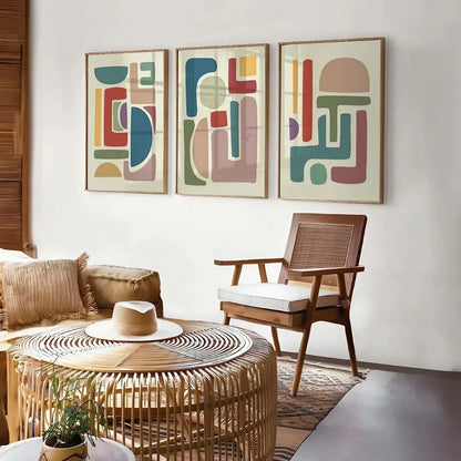 Modern Mid Century Set of 3 Wall Art Wall Frame